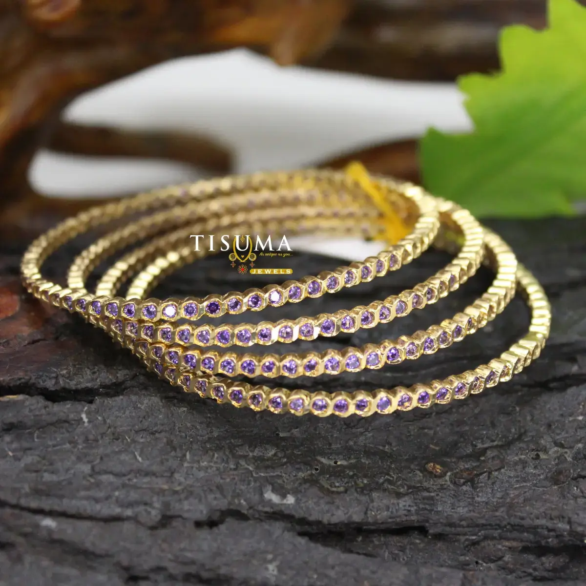 Lavender Violet Stone Sleek Bangles